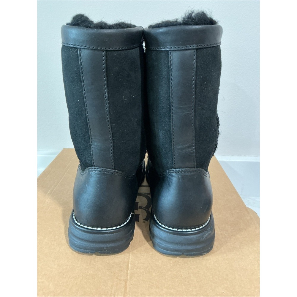 UGG Brooks Boots 5381 Black Leather Suede Shearling Lined Womens 9 Mid Calf LNIB - Picture 4 of 16